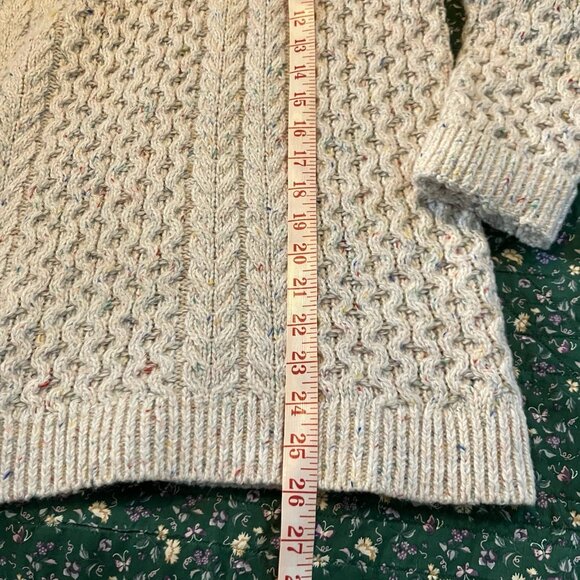Lands' End Turtleneck Sweater Womens L cable Knit Speckled Fisherman - Picture 8 of 9